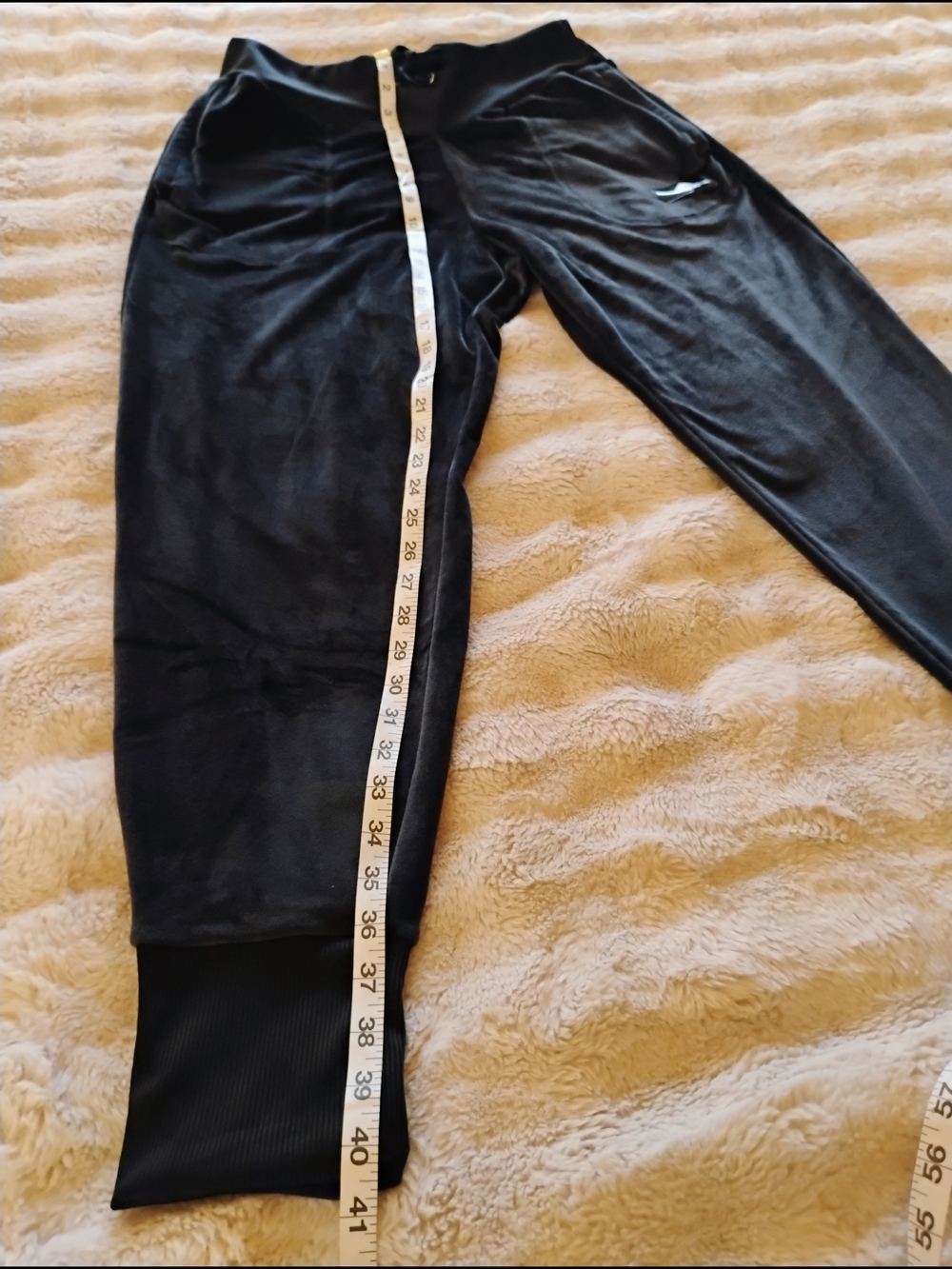 adidas Black Velvet  Joggers  with White Logo Patch